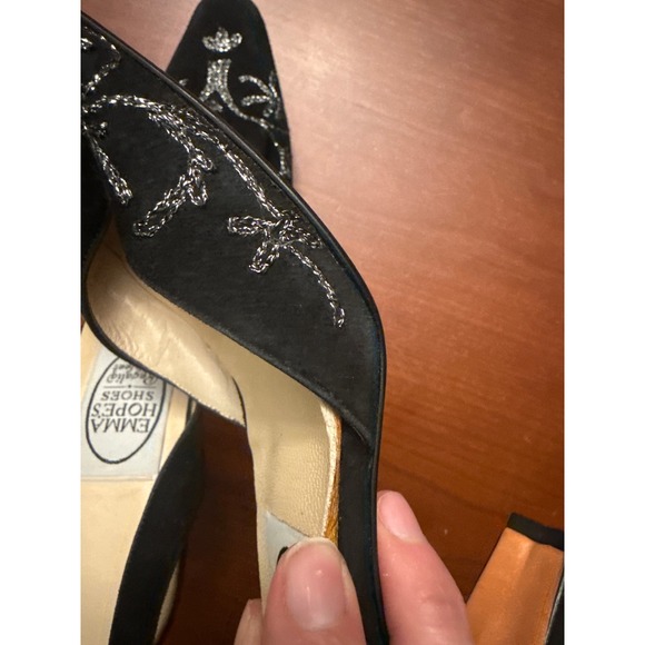 Emma Hope's Shoes heels women's EU 38 US 7.5 - 8 black embellished silver sling - Picture 5 of 10